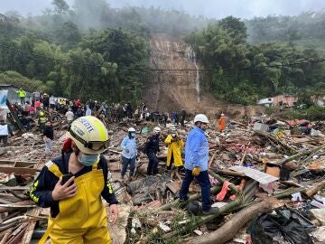 La zona afectada por un deslizamiento de tierra en Pereira, Colombia