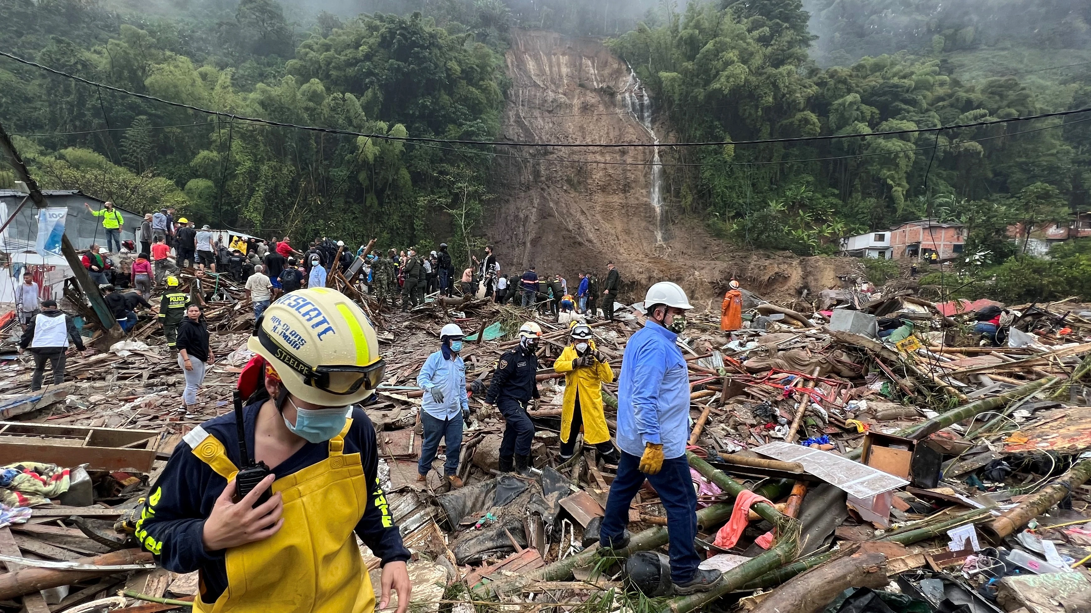 La zona afectada por un deslizamiento de tierra en Pereira, Colombia