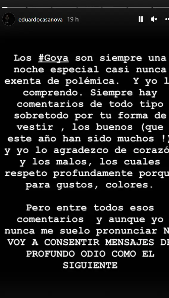 Eduardo Casanova denuncia el acoso en redes Eduardo Casanova denuncia el acoso en redes