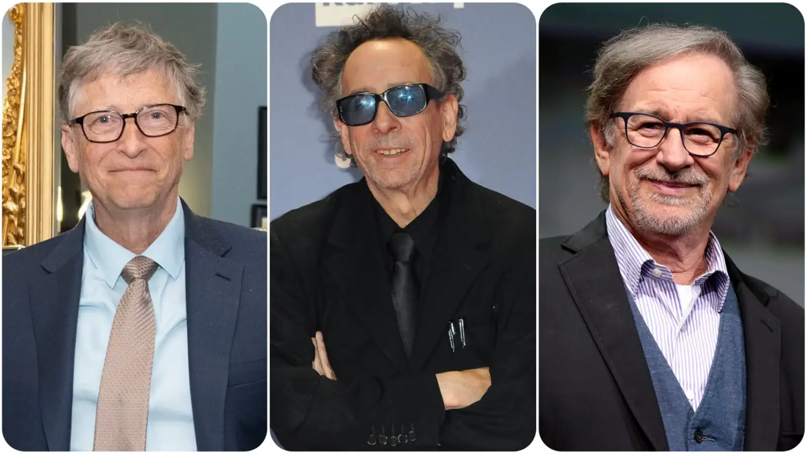 Bill Gates, Tim Burton y Steven Spielberg (de izquierda a derecha)