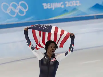 Erin Jackson, tras ganar en los Juegos Olímpicos Beijing 2022 Erin Jackson, tras ganar en los Juegos Olímpicos Beijing 2022