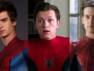 Tom Holland, Andrew Garfield y Tobey Maguire como SpiderMan Tom Holland, Andrew Garfield y Tobey Maguire como SpiderMan