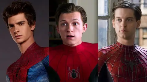 Tom Holland, Andrew Garfield y Tobey Maguire como SpiderMan
