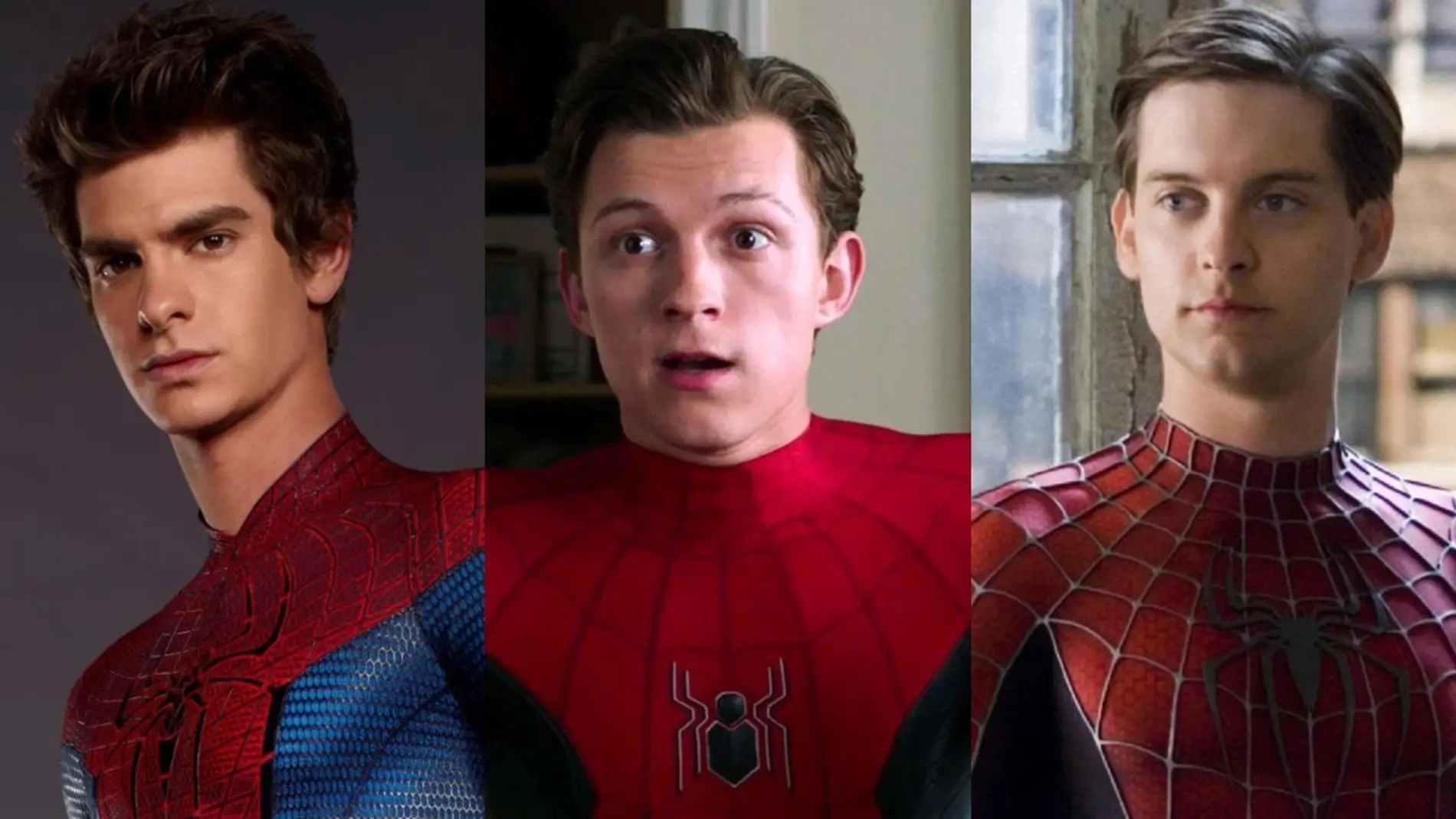 Tom Holland, Andrew Garfield y Tobey Maguire como SpiderMan