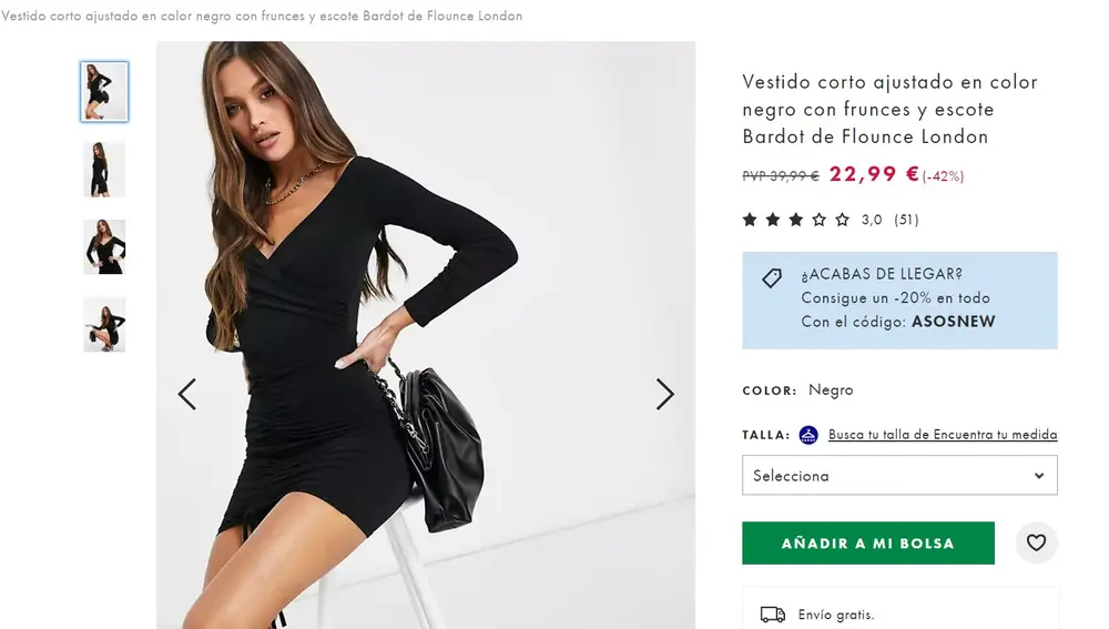 Vestido negro de Asos