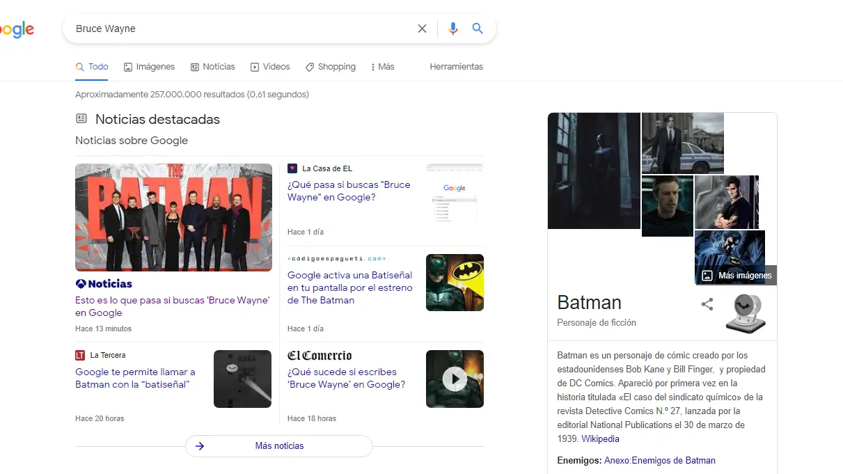 Buscar 'Bruce Wayne' en Google Buscar 'Bruce Wayne' en Google