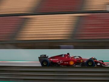 Carlos Sainz pilotando su Ferrari en el Circuit de Barcelona durante los test