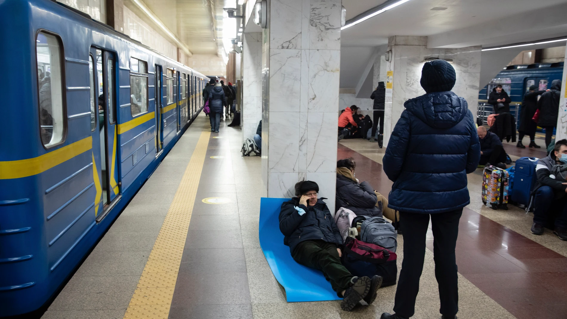 Una estación de metro en Kiev, Ucrania