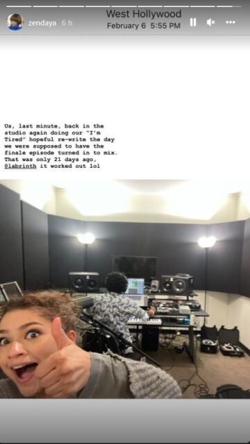 Zendaya en una foto compartida en las stories de Instagram