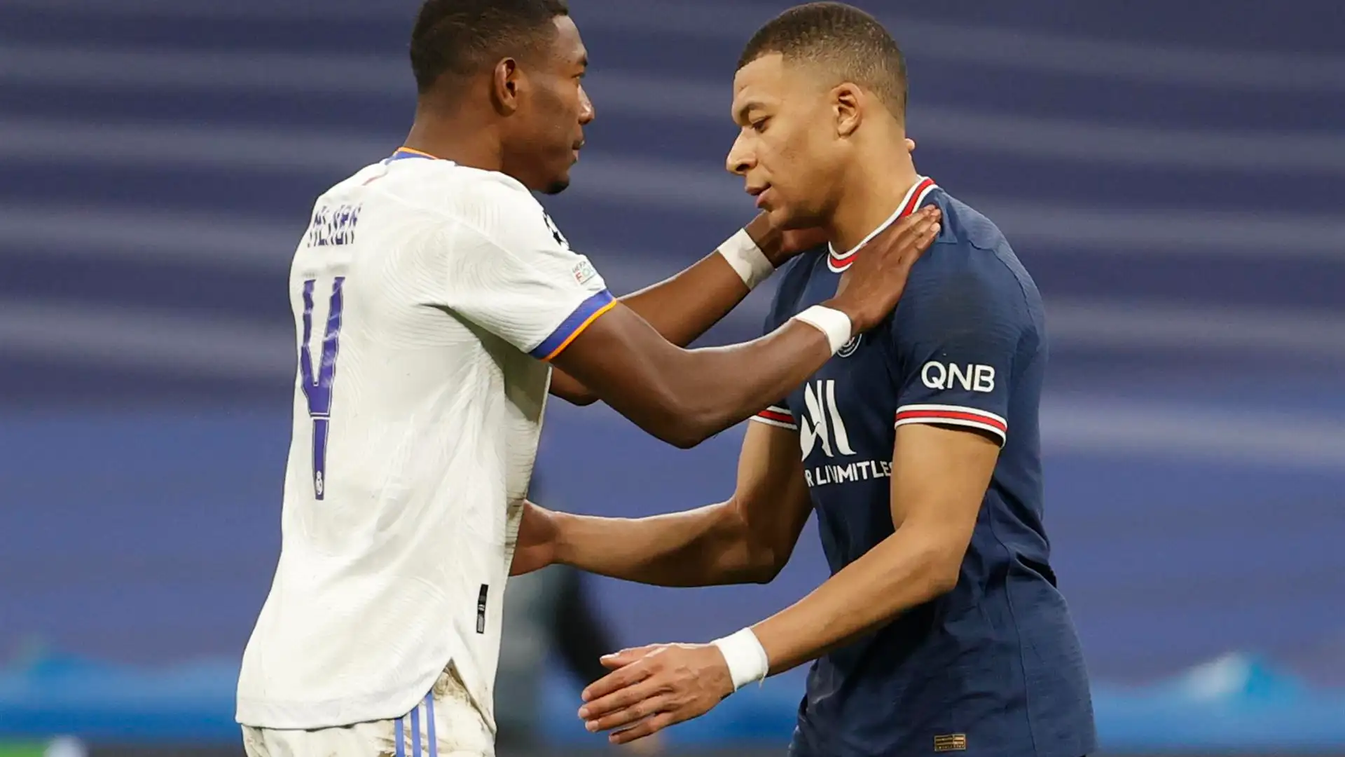 Alaba y Mbapp&eacute;, al t&eacute;rmino del partido