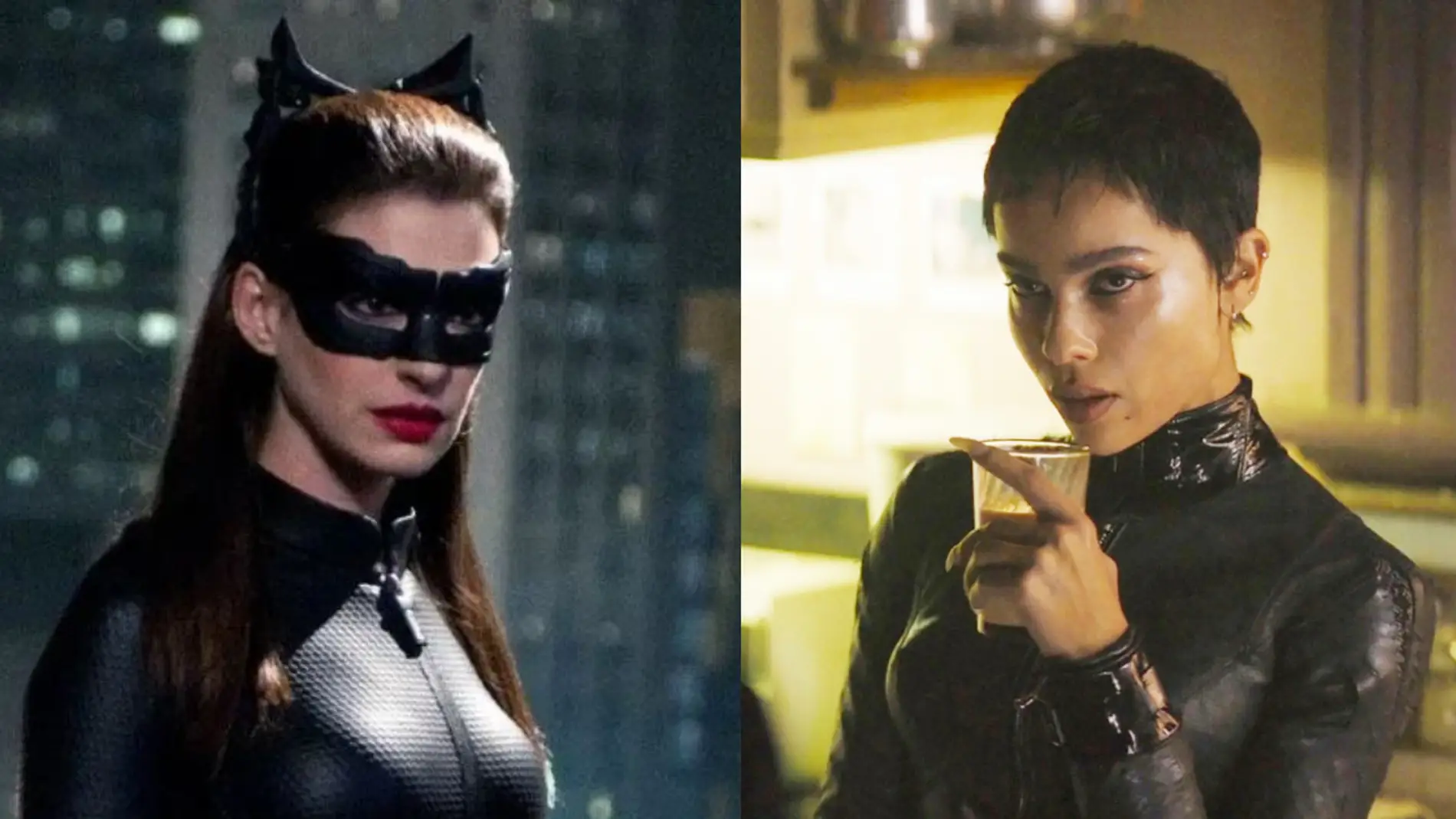 Anne Hathaway y Zoe Kravitz como Catwoman