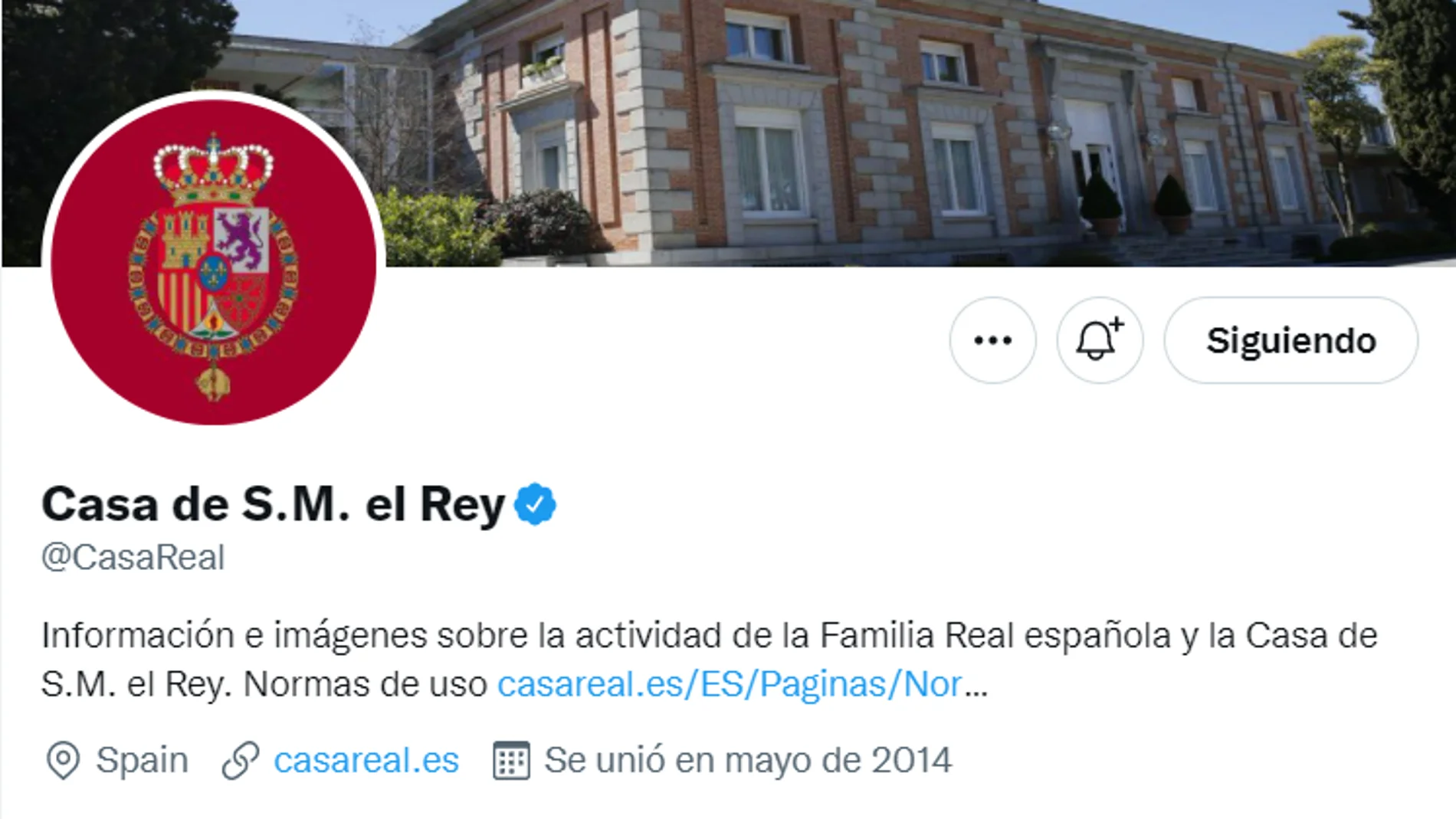 Perfil de Twitter de la Casa Real 