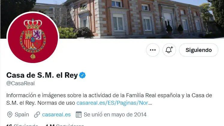 Perfil de Twitter de la Casa Real 