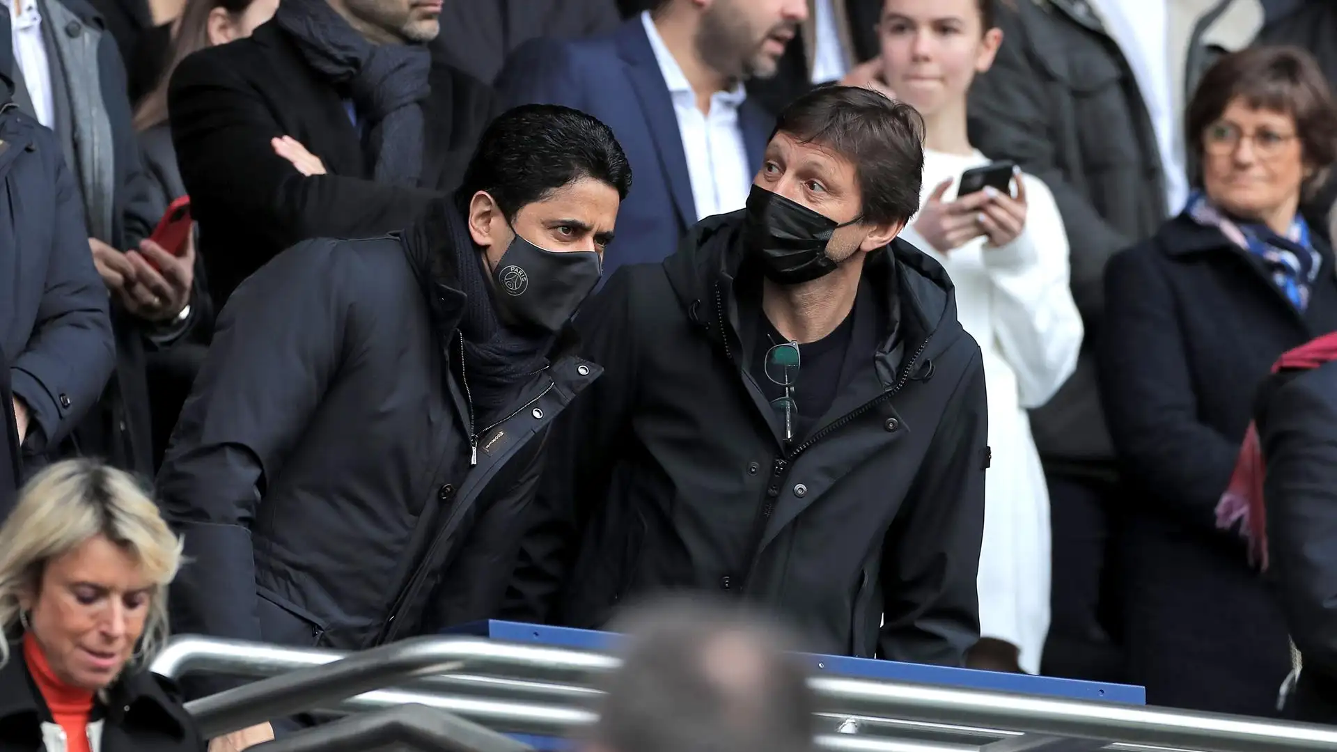 Al-Khelaifi y Leonardo en el partido contra el Girondins Al-Khelaifi y Leonardo en el partido contra el Girondins
