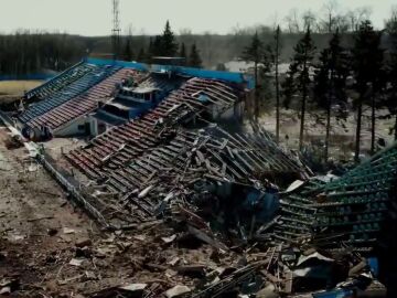 El estadio del Chernígov, destrozado