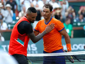 Rafa Nadal, tras tumbar a Nick Kyrgios Rafa Nadal, tras tumbar a Nick Kyrgios