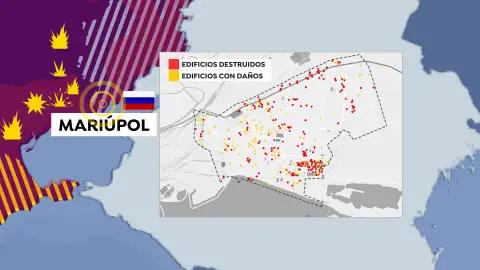 Mapa edificios destruidos en Mariúpol Mapa edificios destruidos en Mariúpol