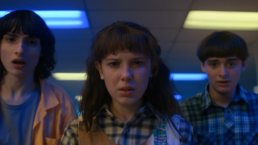 Finn Wolfhard, Millie Bobby Brown y Noah Schnapp en 'Stranger Things 4' Finn Wolfhard, Millie Bobby Brown y Noah Schnapp en 'Stranger Things 4'