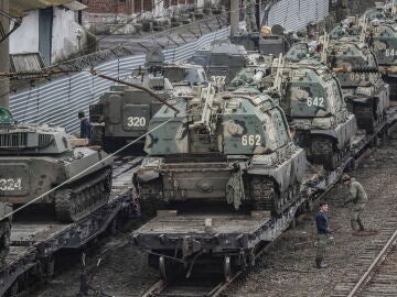 Vehículos militares rusos, en una fotografía del pasado 23 de febrero.