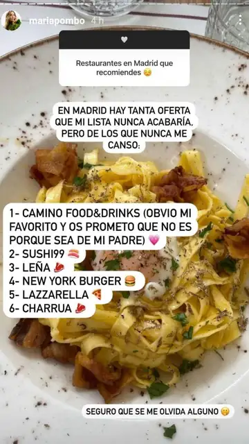 María Pombo: Sus restaurantes favoritos María Pombo