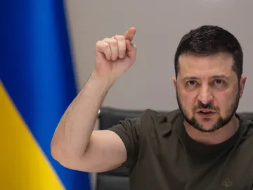 Volodímir Zelenski durante uno de sus discursos Volodímir Zelenski durante uno de sus discursos