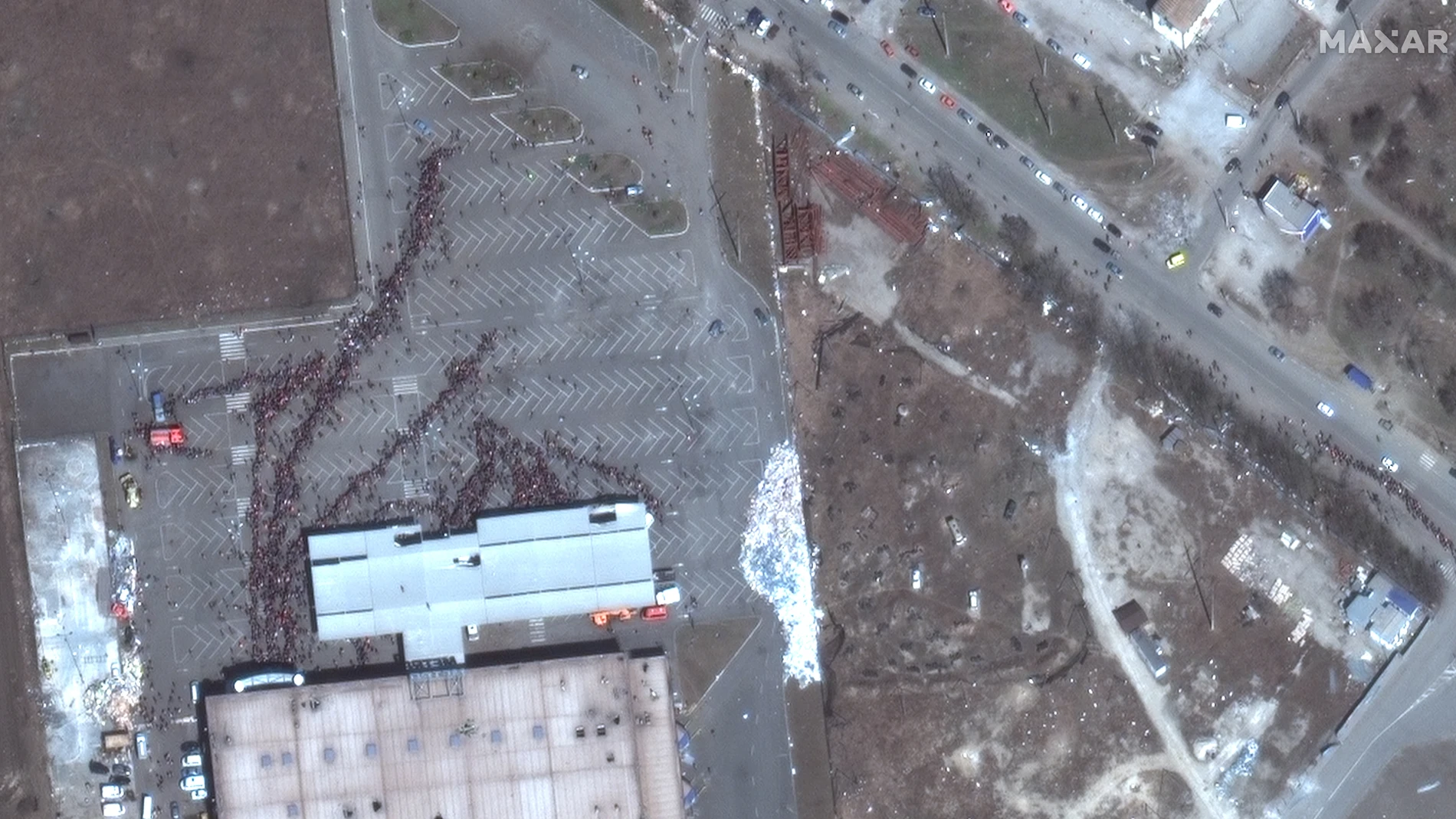 magen de satélite de uno de los barrios de la ciudad de Mariúpol. 