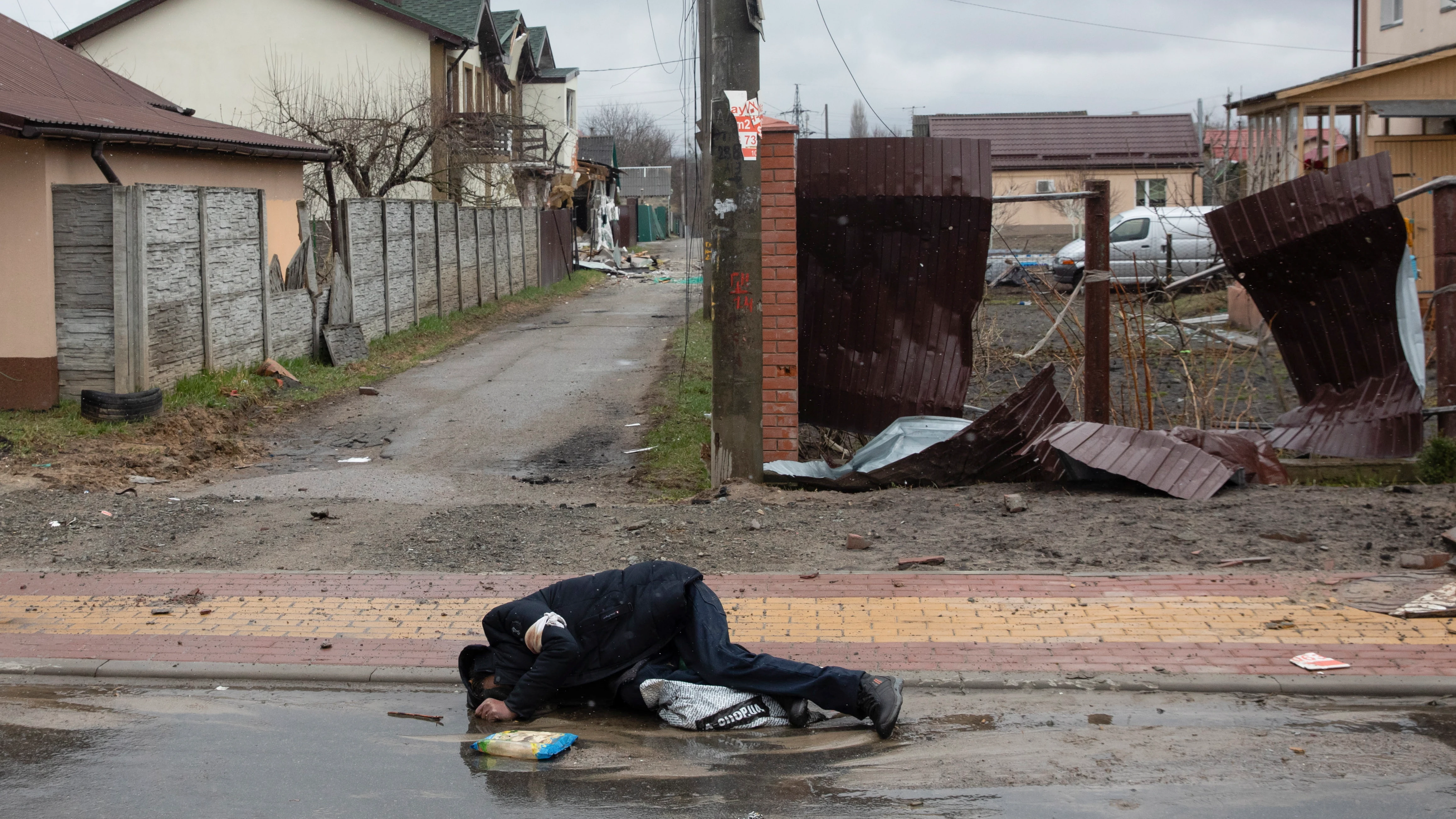 Imagen de la ciudad de Bucha, en Ucrania Imagen de la ciudad de Bucha, en Ucrania