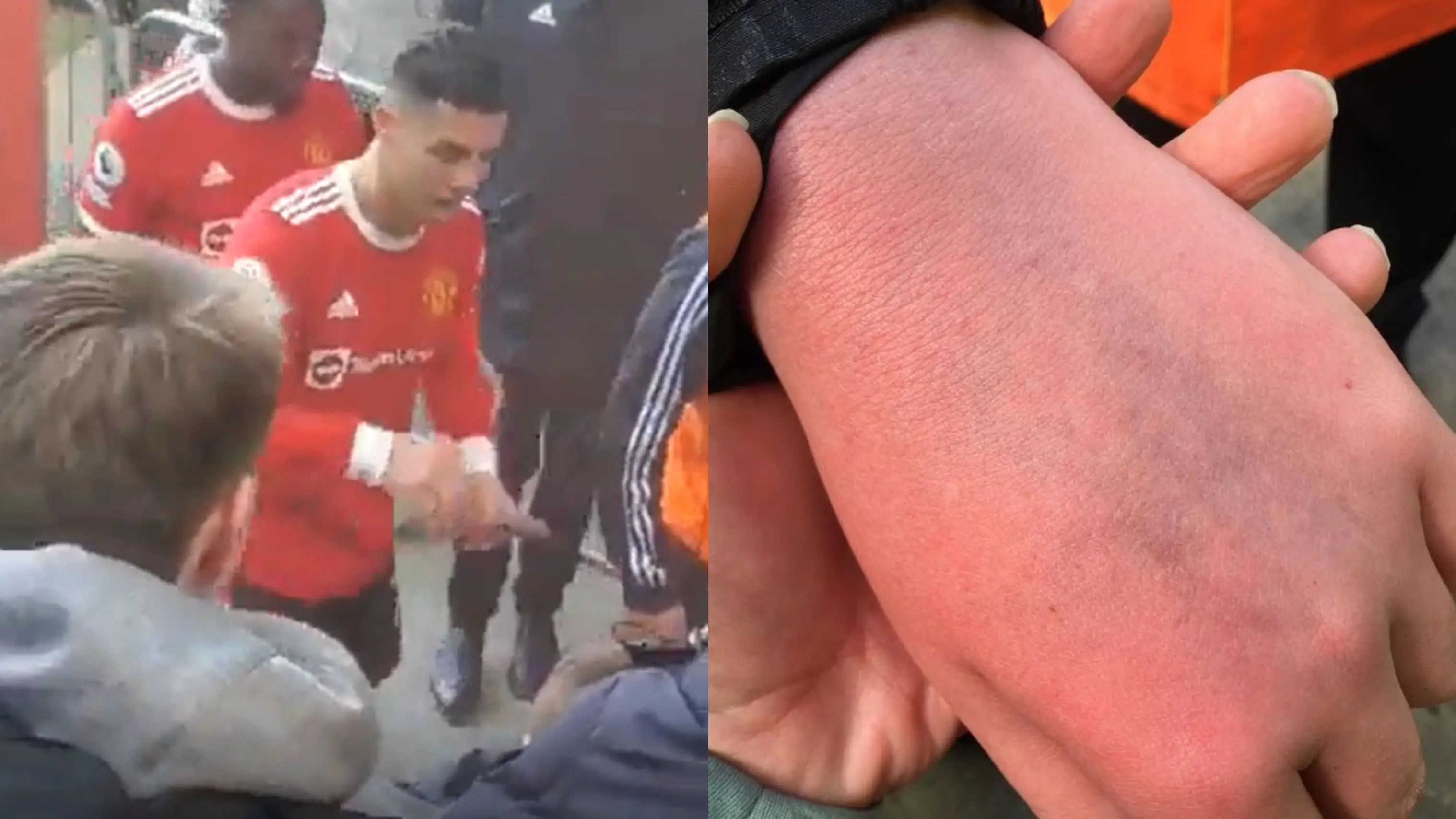 Cristiano Ronaldo le rompe el móvil a un menor en Goodison Park Cristiano Ronaldo le rompe el móvil a un menor en Goodison Park
