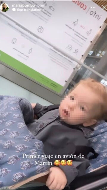 Primer viaje en avión de Martín, el hijo de María Pombo