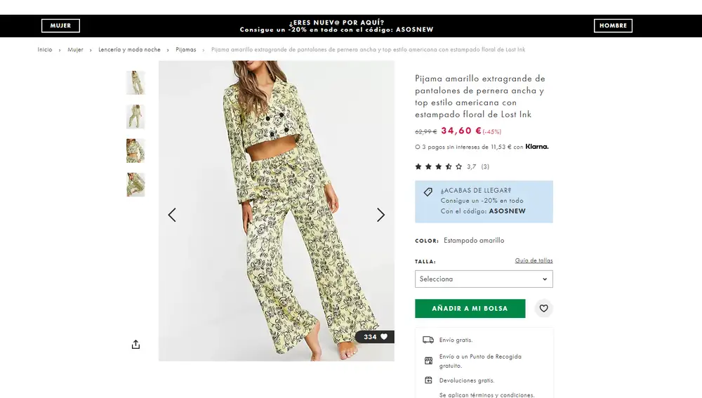 Pijama ancho Asos