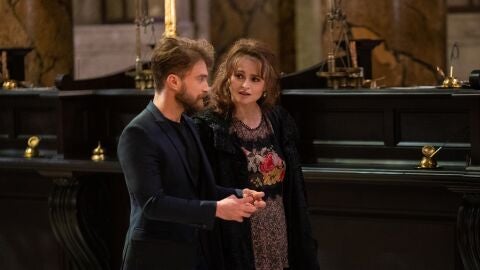 Daniel Radcliffe y Helena Bonham Carter en la reunión de 'Harry Potter'