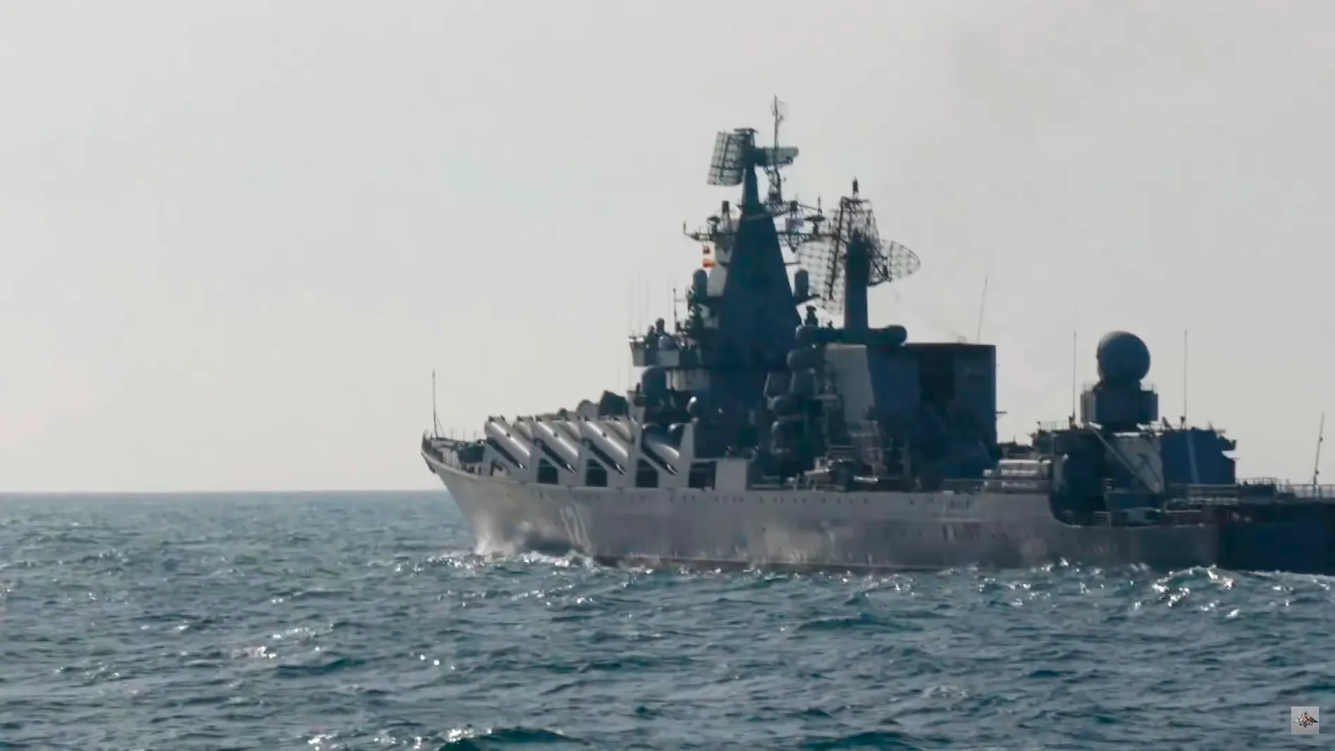 Imagen del 'Moskva', buque insignia de la flota rusa