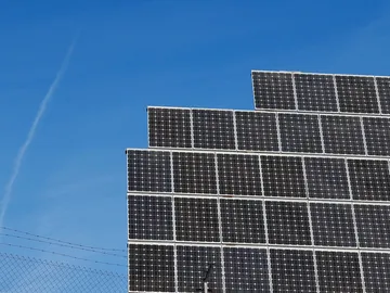 Vista de unas placas solares en un parque fotovoltaico. Vista de unas placas solares en un parque fotovoltaico.