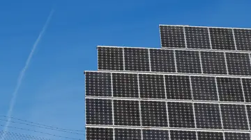 Vista de unas placas solares en un parque fotovoltaico. Vista de unas placas solares en un parque fotovoltaico.