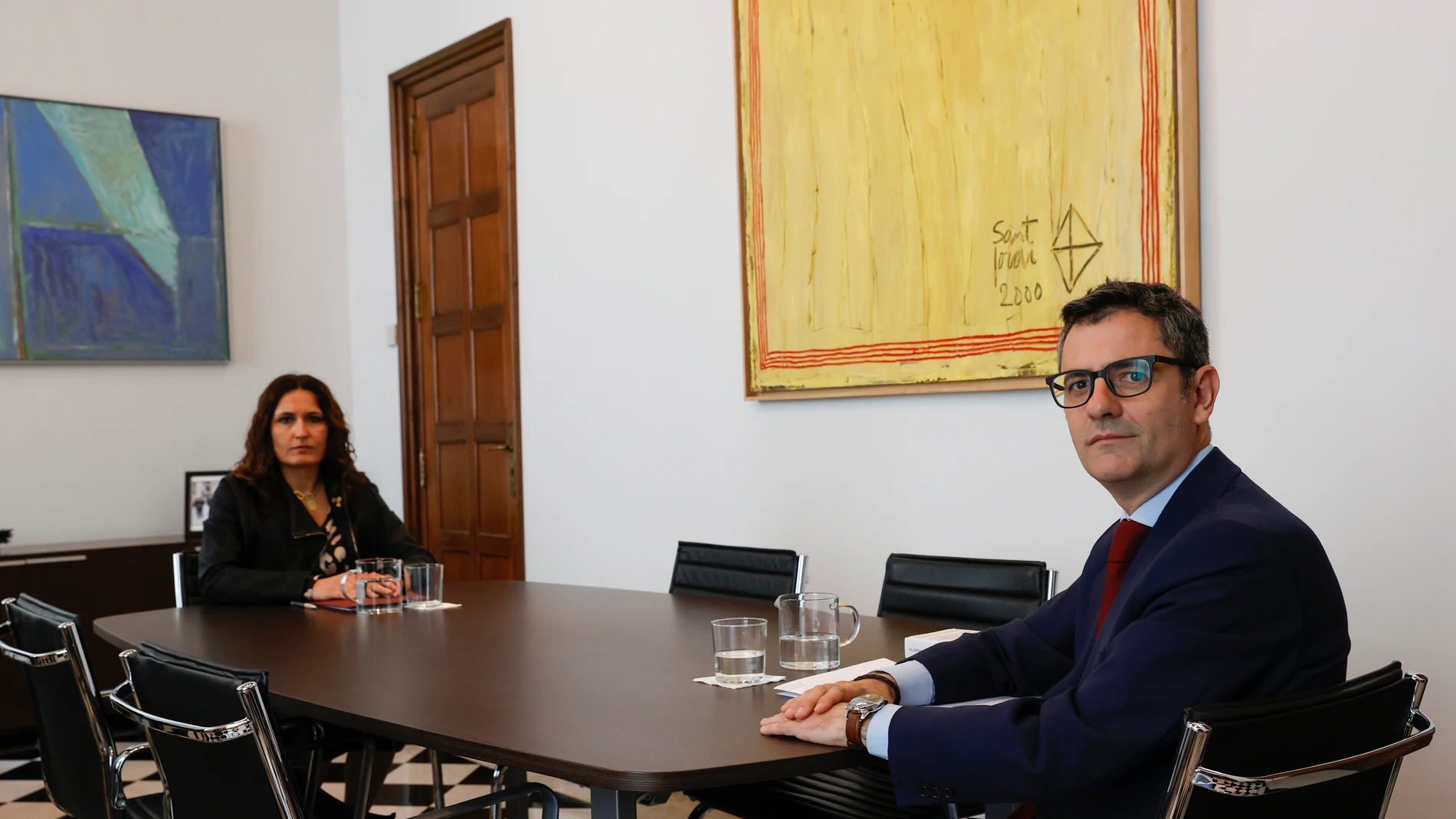 El ministro de la Presidencia, Félix Bolaños, y la consellera de la Presidencia, Laura Vilagrà