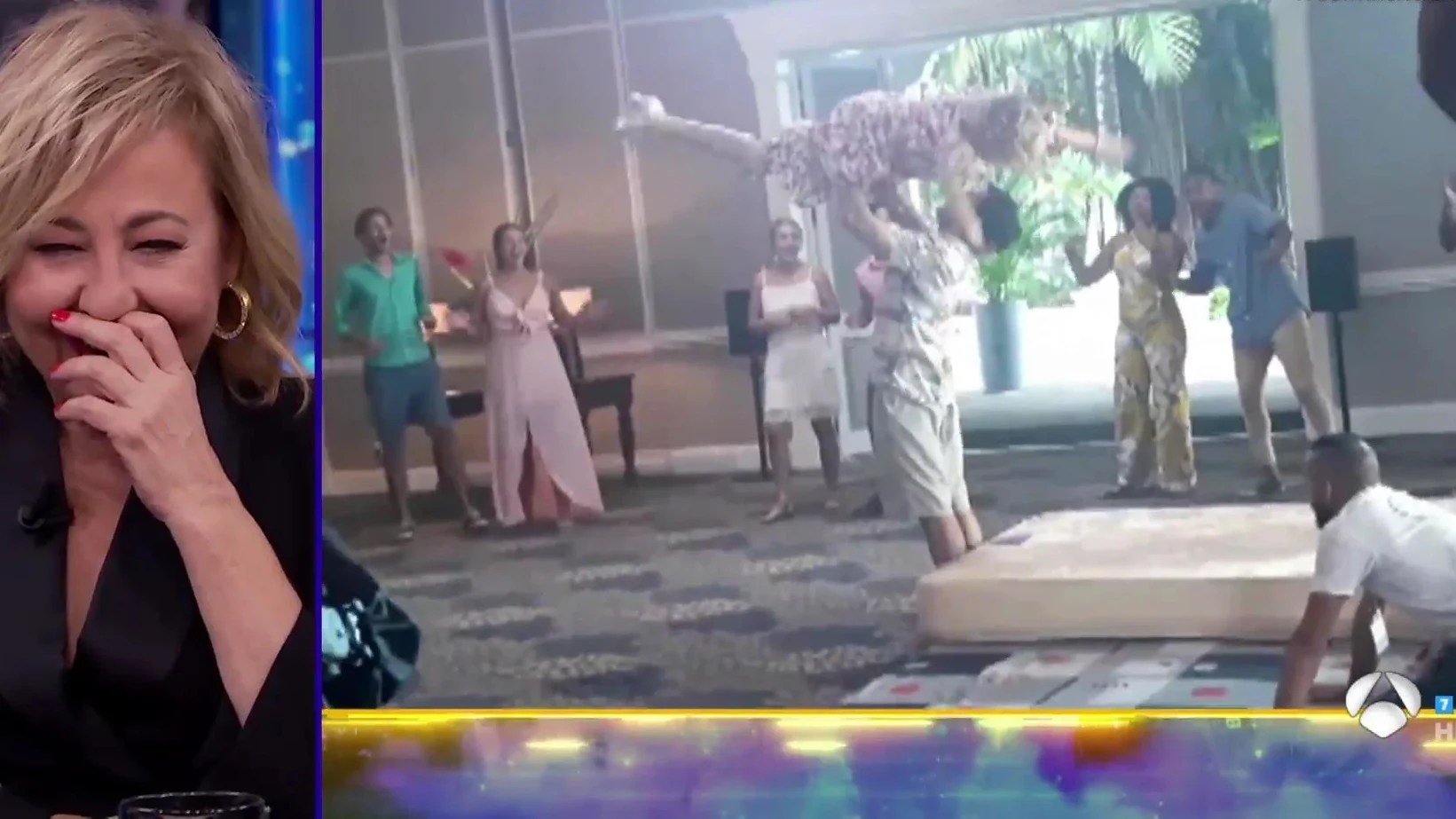 La escena in&eacute;dita con la ca&iacute;da de Carmen Machi cuando intentaba bailar como en 'Dirty dancing' con Quim Guti&eacute;rrez 