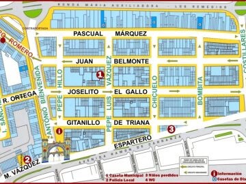 Mapa de todas las casetas en la Feria de Abril de Sevilla