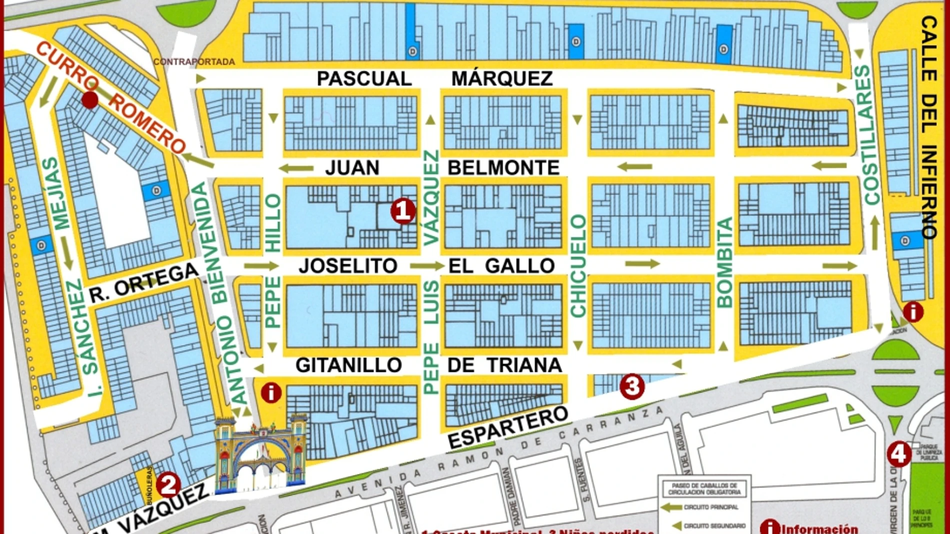 Mapa de todas las casetas en la Feria de Abril de Sevilla