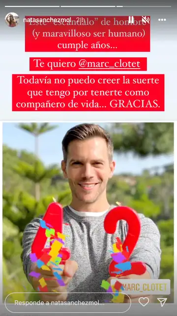 Natalia Sánchez felicita a Marc Clotet por su cumpleaños Natalia Sánchez felicita a Marc Clotet por su cumpleaños