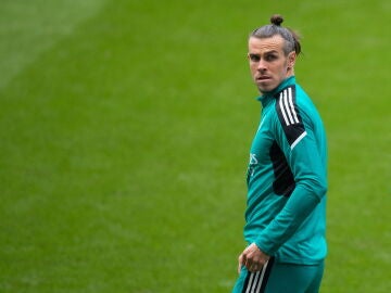 Bale, en un entrenamiento con el Real Madrid 