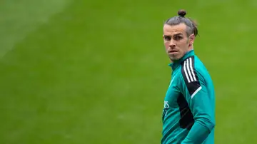 Bale, en un entrenamiento con el Real Madrid 