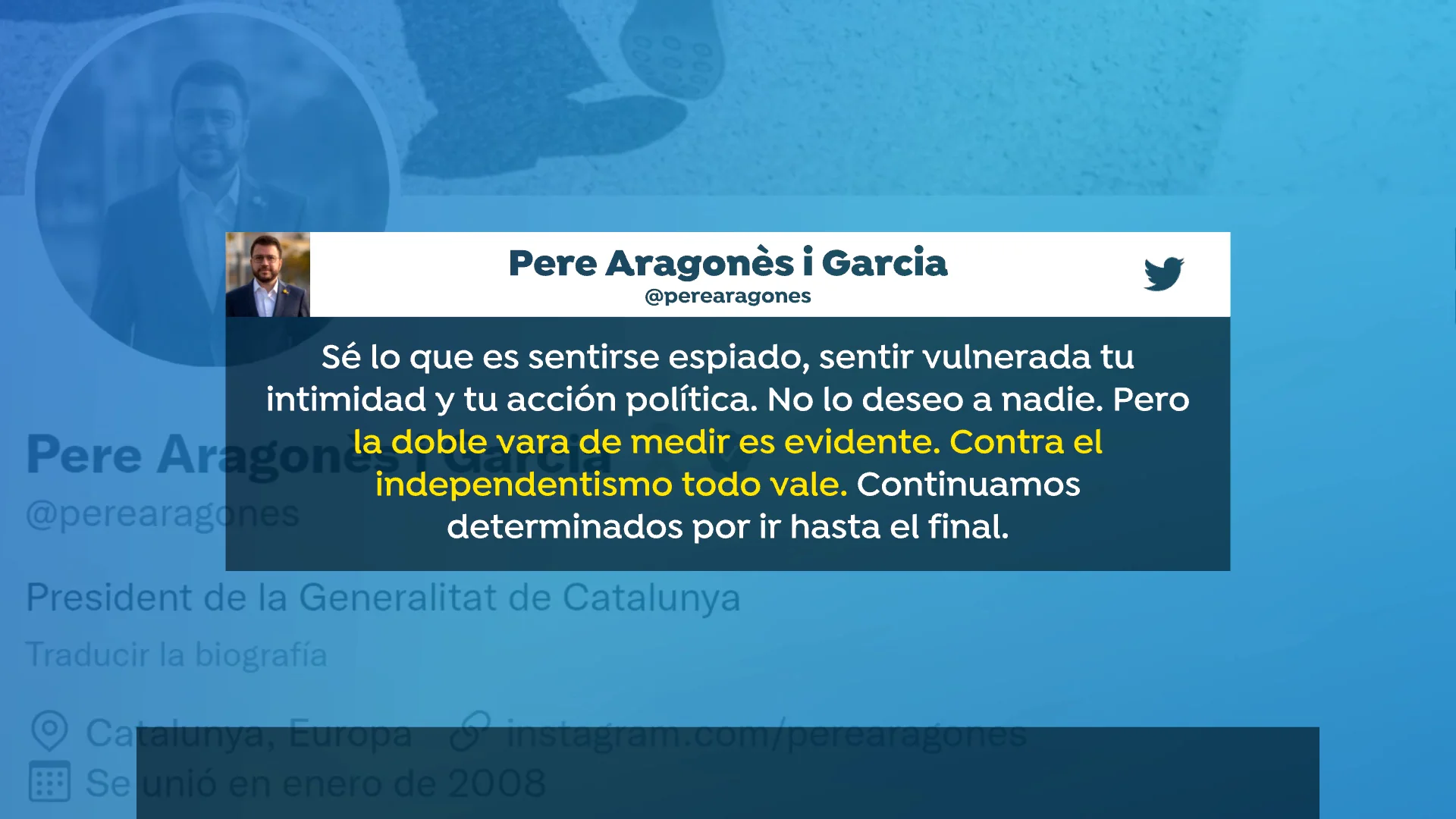 Aragon&egrave;s denuncia una "doble vara de medir" a la hora de tomar medidas ante el espionaje pol&iacute;tico: