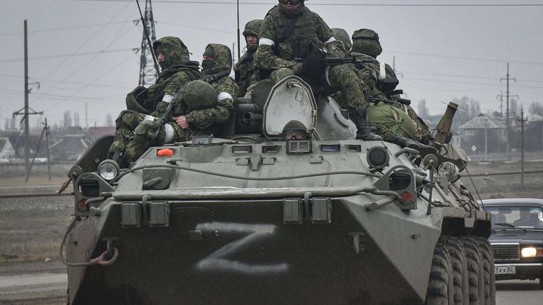 Un tanque ruso en Armiansk el pasado mes de febrero