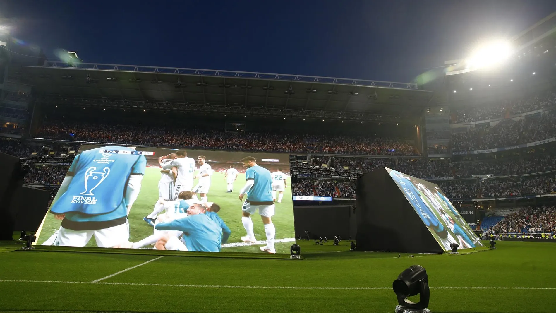 La final de 2018, en las pantallas del Bernabéu