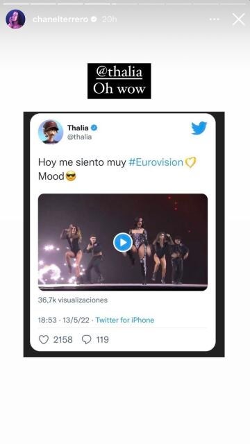 Chanel reacciona al mensaje de Thalía