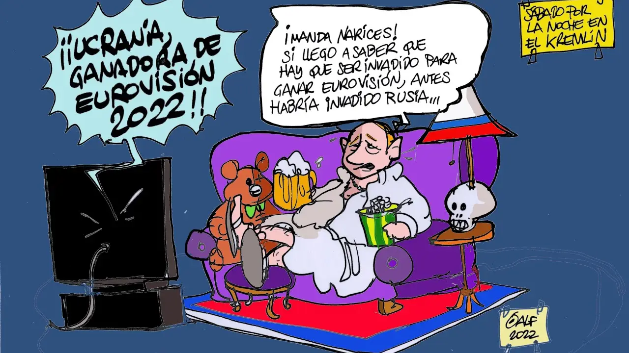 La victoria de Ucrania en Eurovisión, en la viñeta gráfica de Alfredo Boto-Hervás La victoria de Ucrania en Eurovisión, en la viñeta gráfica de Alfredo Boto-Hervás