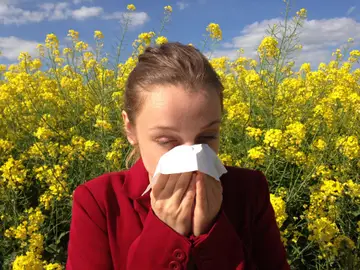 Persona con síntomas de alergia al polen