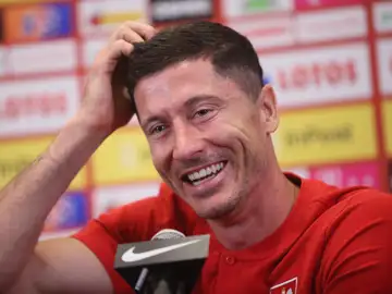 Lewandowski, en rueda de prensa con Polonia Lewandowski, en rueda de prensa con Polonia