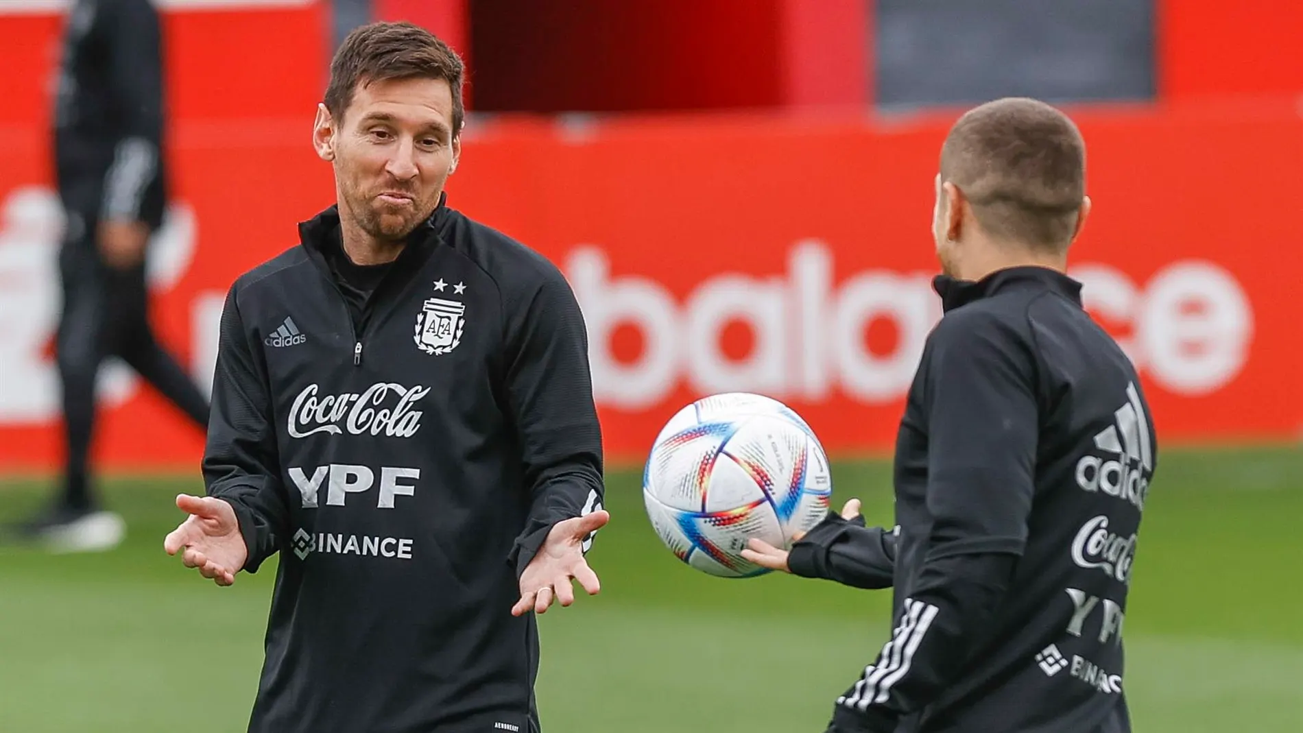 Messi, en un entrenamiento con Argentina