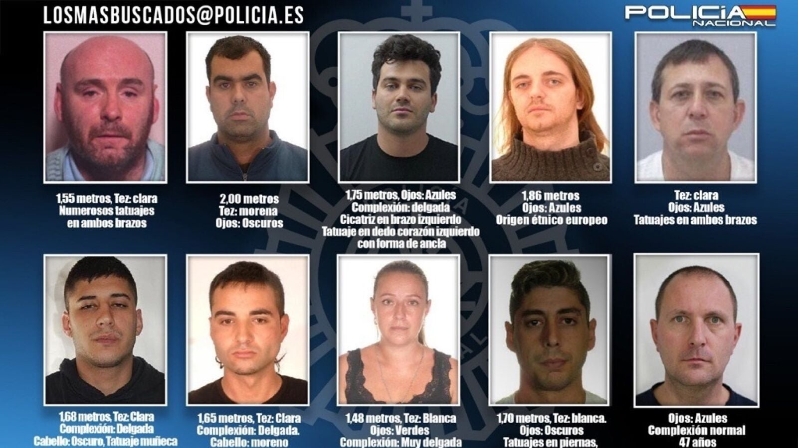 Lanzan una campaña para localizar a los diez fugitivos más buscados en España